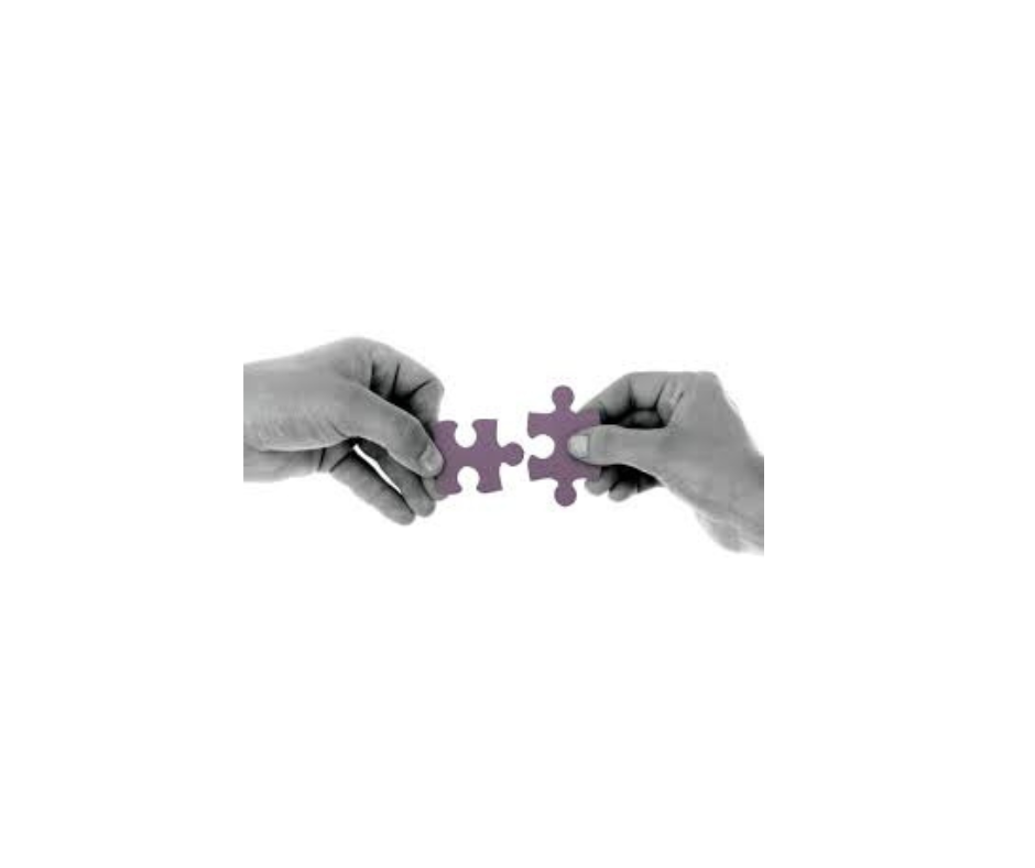 two hands partnership together two puzzle pieces